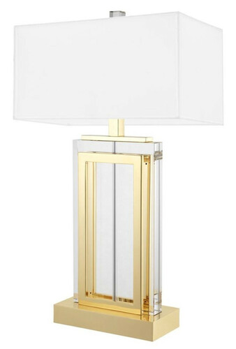 Casa Padrino Luxus Tischleuchte Gold / Wei� 38 x H. 67,5 cm - Hotel & Restaurant M�bel