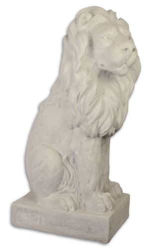 Casa Padrino Garten Terrassen Deko Skulptur Sitzender L�we Wei�grau 28,7 x 43 x H. 74,6 cm - Deko Figur