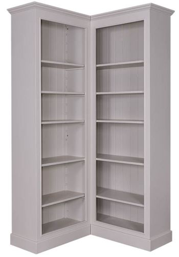Casa Padrino Landhausstil Eckb�cherschrank Grau 108 x 108 x H. 210 cm - Landhausstil Eckschrank 