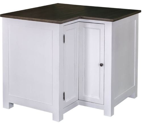 Casa Padrino Landhausstil K�chen Eckschrank Wei� / Schwarz 98 x 98 x H. 90 cm - Landhausstil K�chenschrank mit T�r 