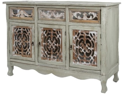 Casa Padrino Landhausstil Kommode mit 3 T�ren und 3 Schubladen Antik Grau / Antik Braun 120 x 40 x H. 79 cm - Handgefertigte Anrichte im Landhausstil 