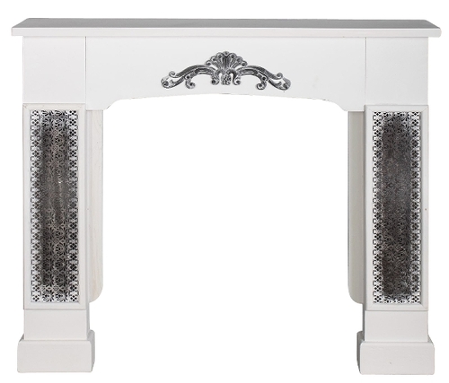 Casa Padrino Landhausstil Kaminumrandung mit Verzierungen Wei� 115 x 23 x H. 100 cm - Handgefertigte Deko im Landhausstil