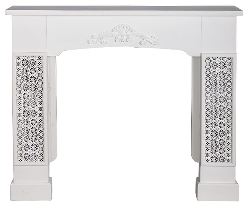 Casa Padrino Landhausstil Kaminumrandung mit Verzierungen Wei� 115 x 23 x H. 100 cm - Landhausstil M�bel