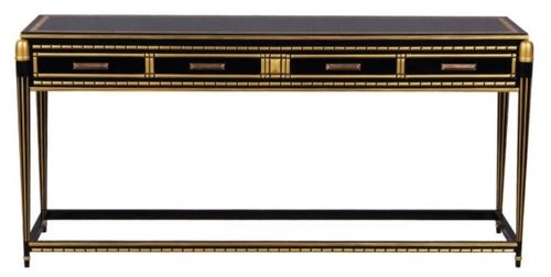 Casa Padrino Luxus Wohnzimmer Konsolentisch Schwarz / Gold 171 x 46 x H. 80 cm - Luxus Konsole mit 4 Schubladen