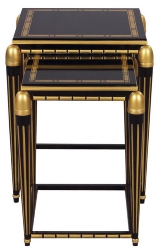 Casa Padrino Luxus Wohnzimmer Beistelltisch Set Schwarz / Gold 45 x 45 x H. 54 cm - Luxus M�bel