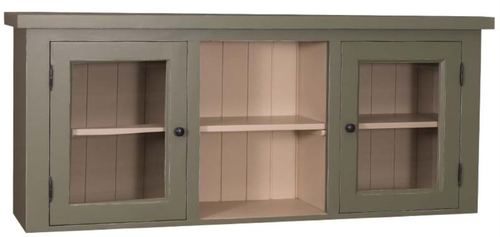 Casa Padrino Landhausstil K�chenh�ngeschrank Gr�n / Beige 156 x 31 x H. 65 cm - Landhausstil K�chenschrank mit 2 Glast�ren 
