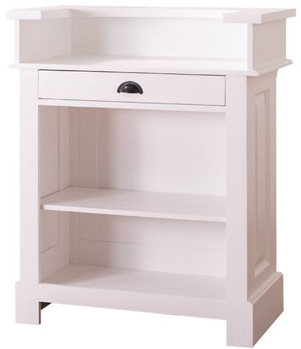 Casa Padrino Landhausstil Theke Wei� 90 x 51 x H. 107 cm - Massivholz Thekentisch mit Schublade