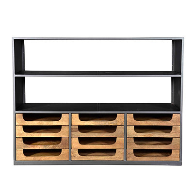 Casa Padrino Designer Buffetschrank mit Schubladen Natur / Graubraun 145 x 46 x 112 cm  - Hotel M�bel