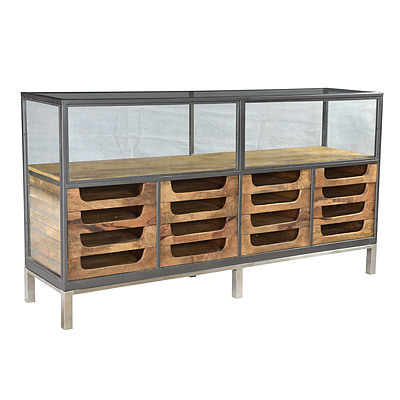 Casa Padrino Designer Buffetschrank mit Schubladen Natur  193 x 46 x H.99 cm - Hotel M�bel