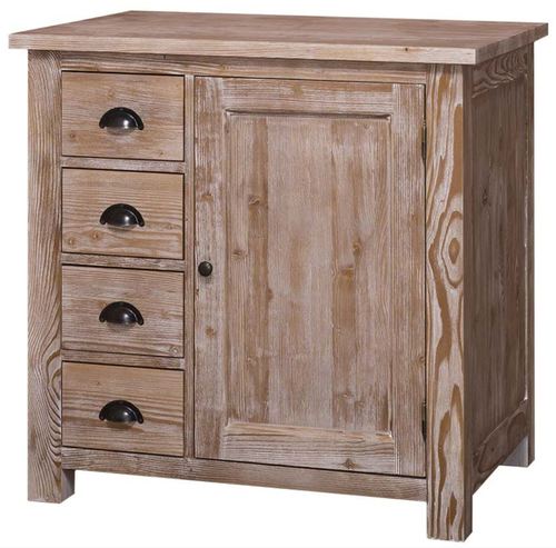 Casa Padrino Landhausstil K�chenschrank Naturfarben 92 x 65 x H. 90 cm - K�chen Unterschrank mit T�r und 4 Schubladen
