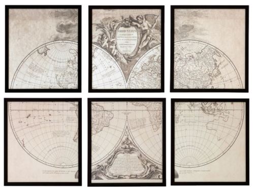 Casa Padrino Bilder Set Alte Welt Orbis Vetus Schwarz 47,5 x H. 53,5 cm - Luxus Deko