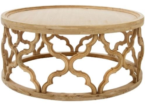 Casa Padrino Designer Couchtisch Naturfarben  80 x H. 37 cm - Moderner Runder Holz Wohnzimmertisch 