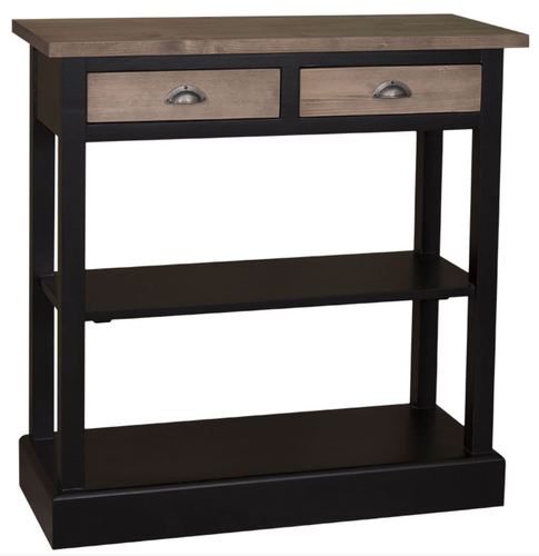 Casa Padrino Landhausstil K�chenkonsole Schwarz / Braun 85 x 35 x H. 89 cm - Landhausstil Konsolentisch mit 2 Schubladen