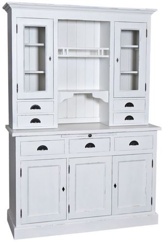 Casa Padrino Landhausstil K�chenschrank Antik Wei� 137 x 50 x H. 197 cm - 2 Teiliger K�chenschrank mit 5 T�ren und 7 Schubladen