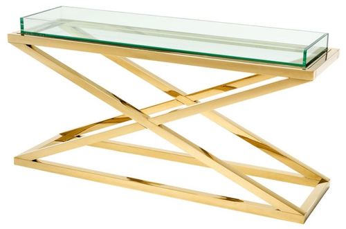 Casa Padrino Luxus Konsole / Konsolentisch Gold 150 x 45 x H. 77 cm - Hotel M�bel