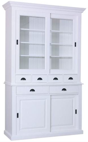 Casa Padrino Landhausstil K�chenschrank Wei� 142 x 48 x H. 225 cm - 2 Teiliger K�chenschrank mit 4 Schiebet�ren und 6 Schubladen