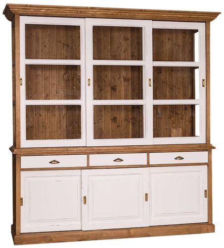 Casa Padrino Landhausstil K�chenschrank Braun / Antik Wei� 206 x 53 x H. 219 cm - 2 Teiliger K�chenschrank mit 6 Schiebet�ren und 3 Schubladen