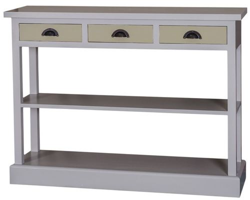 Casa Padrino Landhausstil K�chenkonsole Grau / Gr�n 120 x 35 x H. 89 cm - Landhausstil Konsolentisch mit 3 Schubladen