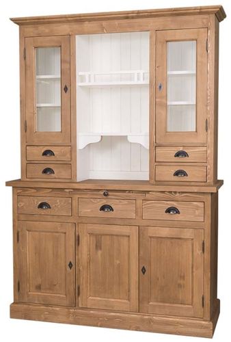 Casa Padrino Landhausstil K�chenschrank Braun / Wei� 137 x 50 x H. 197 cm - 2 Teiliger K�chenschrank mit 5 T�ren und 7 Schubladen