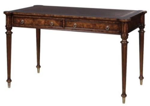 Casa Padrino Luxus Jugendstil Schreibtisch mit 2 Schubladen Braun / Silber 126 x 74 x H. 76 cm - Luxus Qualit�t