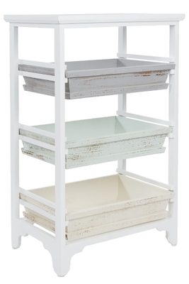 Casa Padrino Landhausstil Regalschrank Wei� / Mehrfarbig 54 x 32 x H. 86 cm - Handgefertigter Shabby Chic Regalschrank mit 3 F�chern 