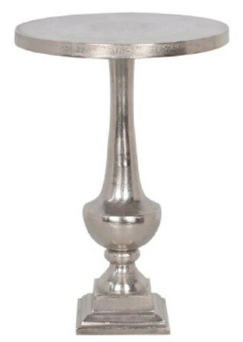 Casa Padrino Barockstil Beistelltisch Silber  39 x H. 55 cm - Runder Aluminium Tisch