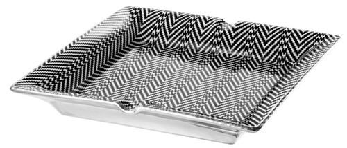 Casa Padrino Porzellan Aschenbecher Schwarz / Wei� 24 x 24 x H. 3 cm - Luxus Qualit�t