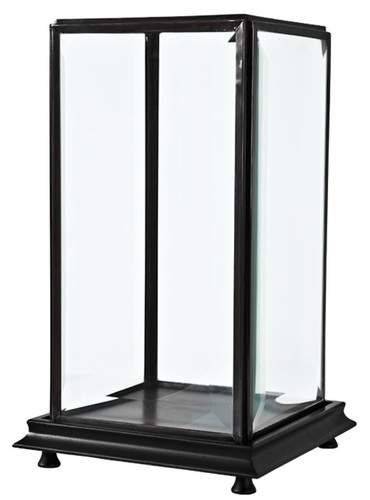 Casa Padrino Luxus Tischvitrine Schwarz / Antik Bronze 22 x 22 x H. 37 cm - Wohnzimmer Dekoration