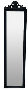 Casa Padrino Barock Standspiegel Schwarz mit wundersch�nen Barockrahmen und Ornamentaufsatz H. 180 cm - Handgefertigt