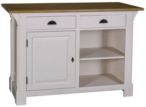 Casa Padrino Landhausstil Theke Hellgrau / Naturfarben 140 x 68 x H. 95 cm - Thekentisch mit Eichenholz Tischplatte