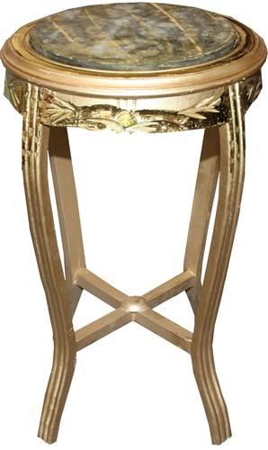 Casa Padrino Barock Beistelltisch Rund Gold /Gr�n Antik Look - 68 x 40cm 