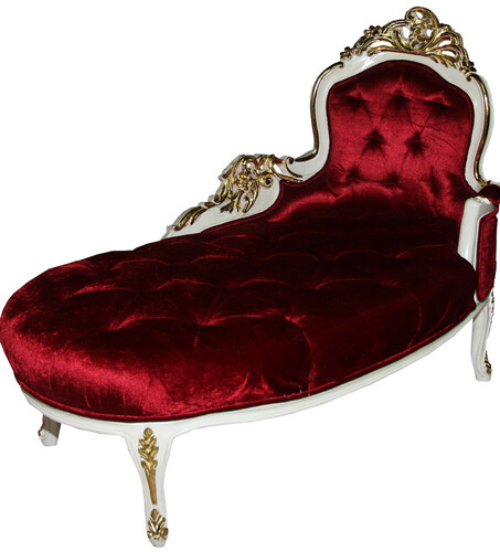 Casa Padrino Barock Damen Chaiselongue Bordeaux/Creme/Gold B 125 cm - Barock M�bel - Limited Edition