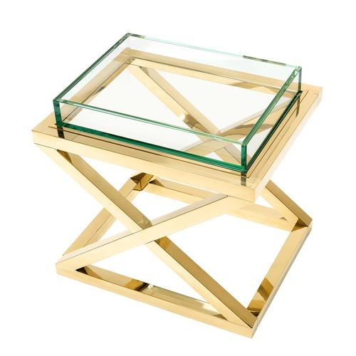 Casa Padrino Luxus Beistelltisch / Wohnzimmertisch Gold 61 x 48 x H. 58,5 cm - Hotel M�bel