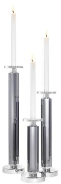 Casa Padrino Kristallglas Kerzenhalter / Kerzenst�nder 3er Set Grau / Silber - Luxus Deko