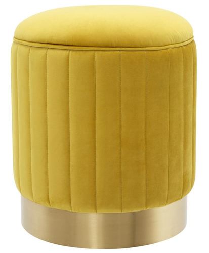 Casa Padrino Hocker Gelb / Messing  40 x H. 45 cm - Luxus Sitzhocker 