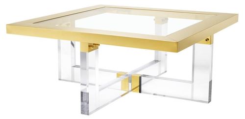 Casa Padrino Luxus Couchtisch / Wohnzimmertisch Gold 100 x 100 x H. 43 cm - Wohnzimmerm�bel