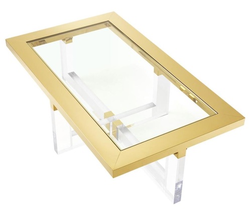 Casa Padrino Luxus Couchtisch / Wohnzimmertisch Gold 140 x 80,5 x H. 43 cm - Wohnzimmerm�bel