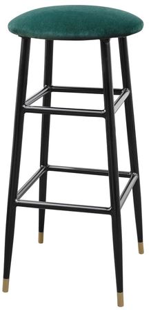 Casa Padrino Luxus Barhocker Grn / Schwarz  37 x H. 76 cm - Barstuhl mit Samtstoff