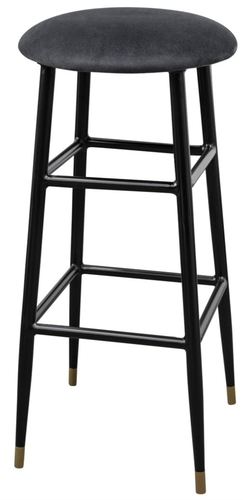 Casa Padrino Luxus Barhocker Anthrazit / Schwarz  37 x H. 76 cm - Barstuhl mit Samtstoff