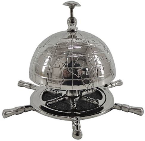 Casa Padrino Luxus Deko Seefahrer Tischglocke Silber  18 x H. 12 cm - Hotel Accessoires