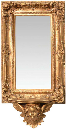 Casa Padrino Barock Spiegel mit Unterbau Konsole Gold 34,5 x H. 68 cm - Barock Wandspiegel 