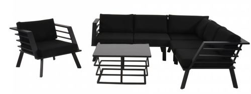 Casa Padrino Gartenm�bel Set mit Polsterung + Sessel + Tisch - Lounge Set