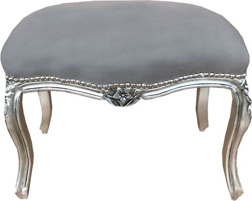 Casa Padrino Barock Sitzhocker Grau / Silber - Antik Stil M�bel 