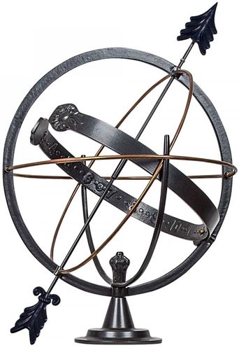 Casa Padrino Jugendstil Garten Deko Sonnenuhr Anthrazit / Kupfer  45 x H. 50 cm - Luxus Gartendeko