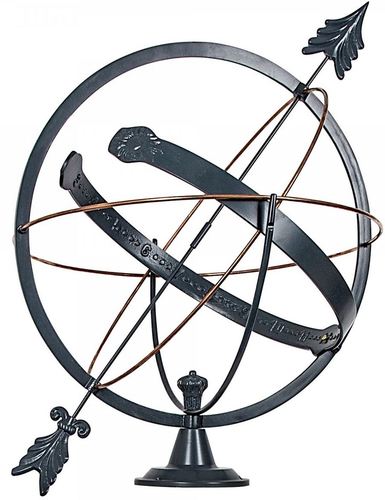 Casa Padrino Jugendstil Garten Deko Sonnenuhr Anthrazit / Kupfer  60 x H. 72 cm - Luxus Gartendeko