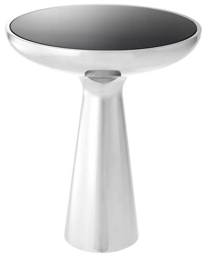 Casa Padrino Luxus Beistelltisch Silber / Schwarz  50 x H. 60 cm - Runder Edelstahl Tisch mit Glasplatte