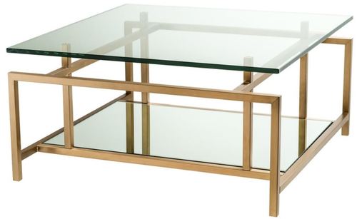 Casa Padrino Wohnzimmertisch Messing 70 x 70 x H. 35 cm - Luxus Couchtisch 