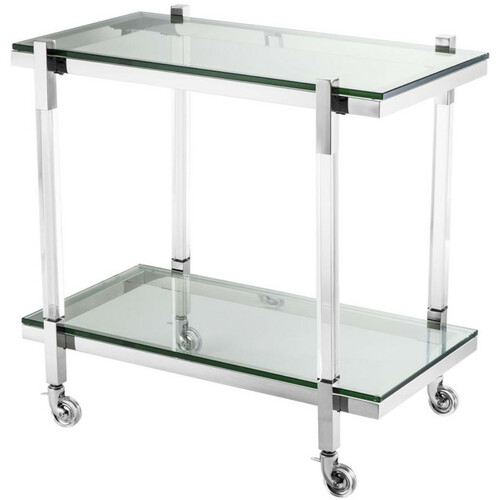 Casa Padrino Luxus Trolley / Servierwagen Silber 80 x 48 x H. 77,5 cm - Hotel Restaurant Gastronomie Accessoires