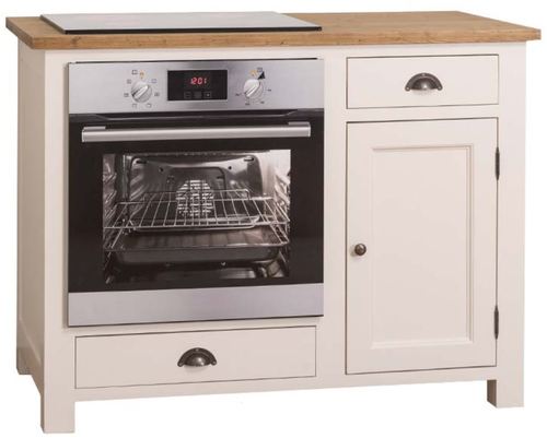 Casa Padrino Landhausstil Herdumbauschrank mit T�r und 2 Schubladen Creme / Naturfarben 120 x 65 x H. 90 cm - K�chenm�bel