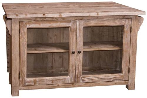 Casa Padrino Landhausstil K�cheninsel Naturfarben 135 x 85 x H. 80 cm - Landhausstil K�chenschrank mit 2 Glast�ren  